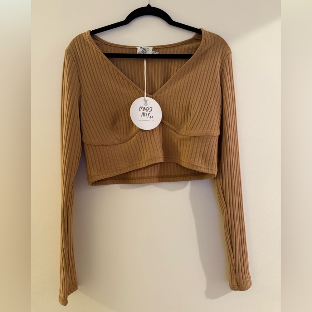 Princess Polly Brown, US 12, Long sleeve crop top